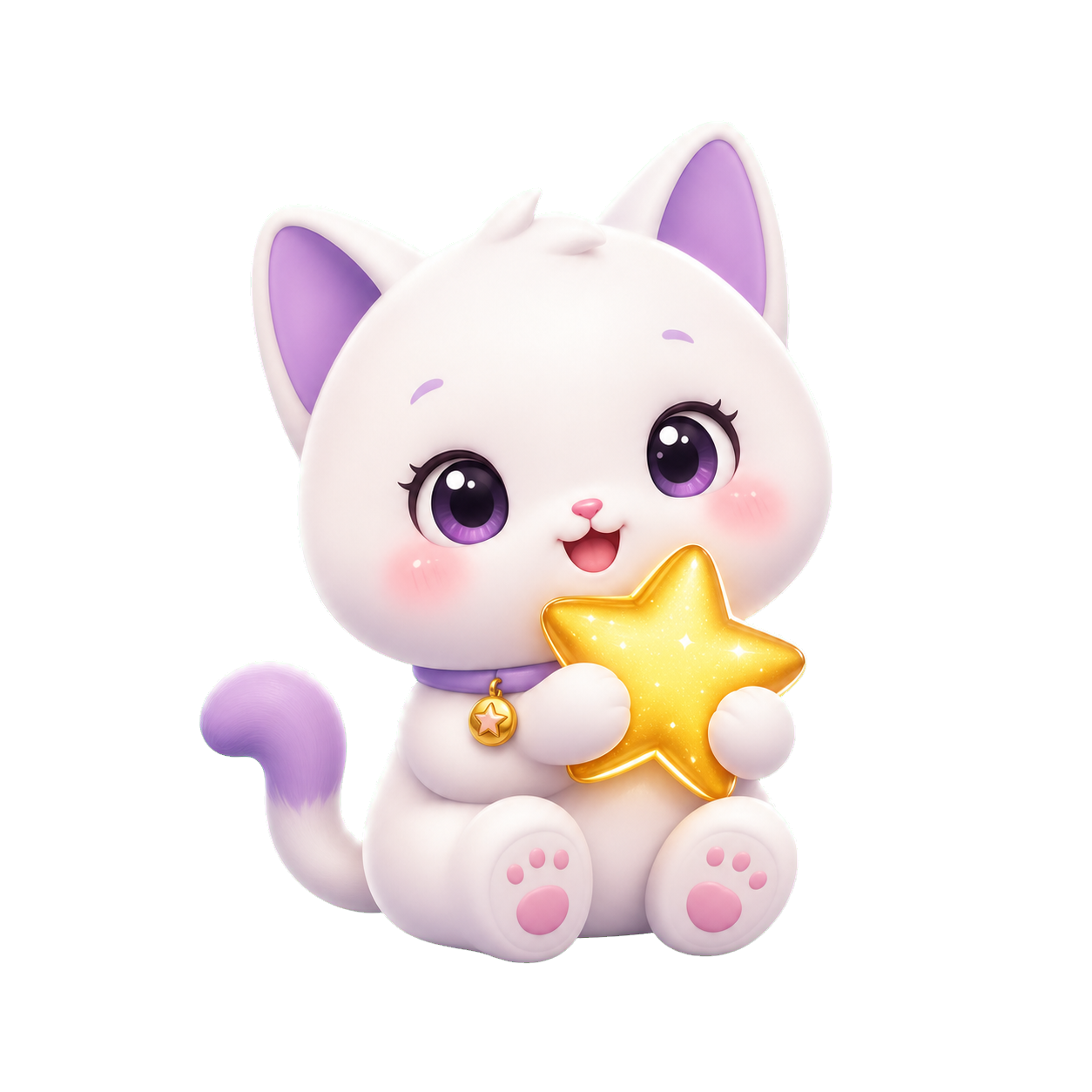 抱着星星的可爱小猫